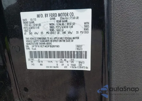 2013 Ford F-150 Xlt from USA, damaged, VIN 1FTFX1ET4DFB28193